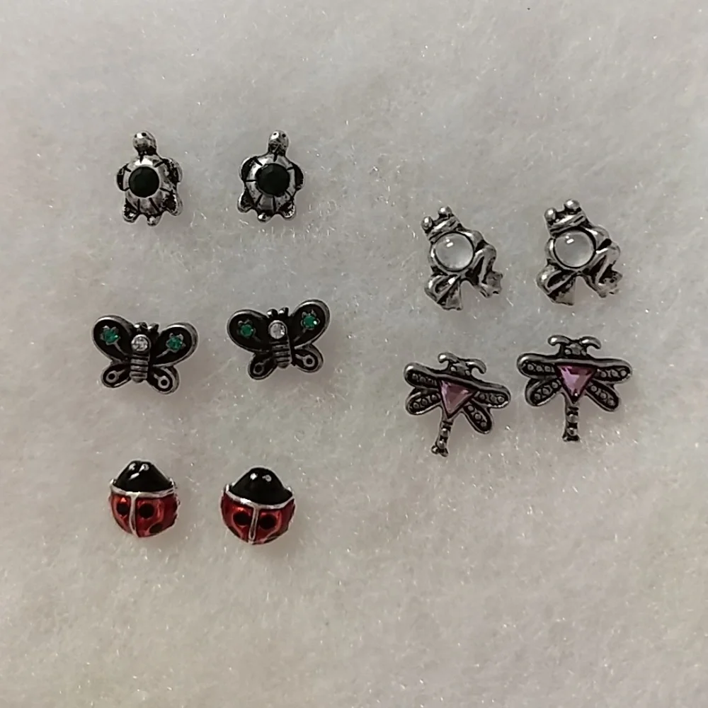Animal Earrings with Colored Crystals